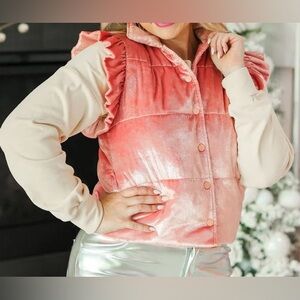 Women's Pink Velvet Vest